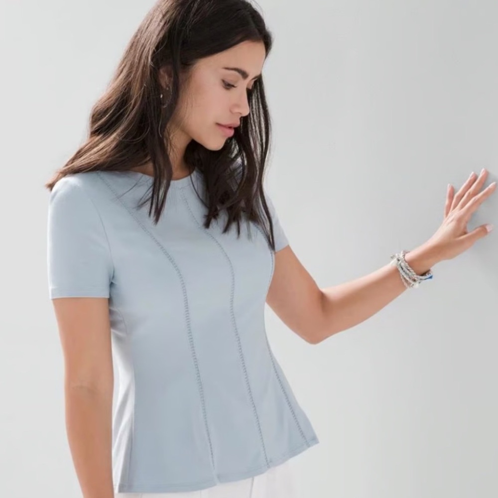 Small WHBM Peplum Top in Light Blue